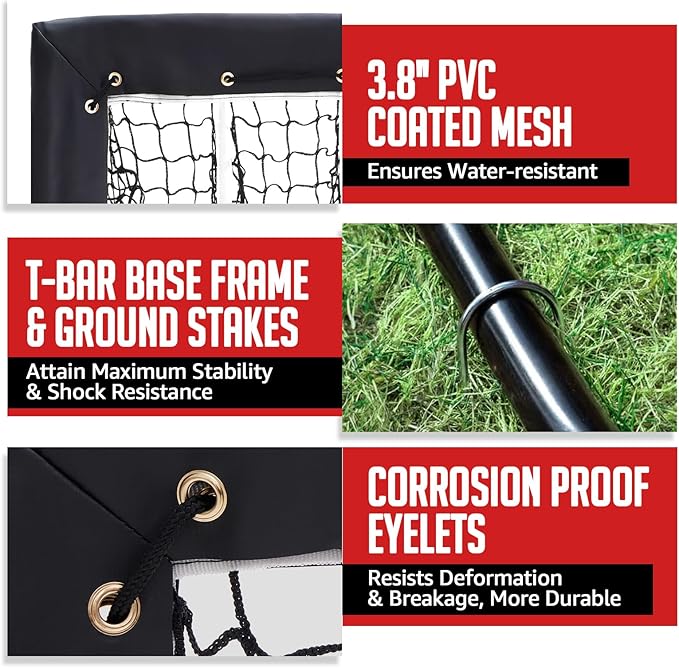 Baseball Pitching Net, 9 Hole Pitching Net with Strike Zone, 5 Height Adjustable Throwing Trainer, Heavy Duty Baseball Softball Net with Carry Bag for Solo Practice