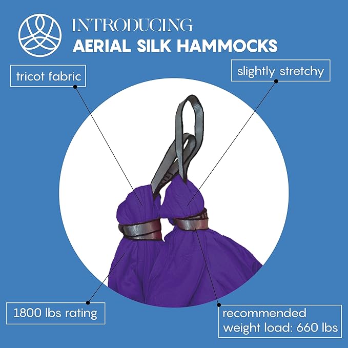 Aerial Silk Yoga Hammock & Swing for Home, Inversion Exercises, Starter Kit for All Levels - Durable with Extension Straps, Carabiners, and Pose Guide