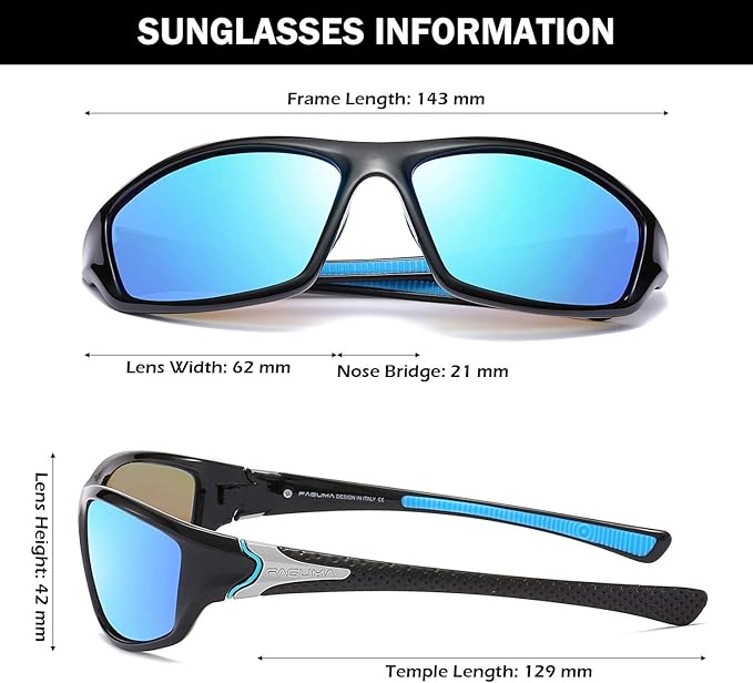 FAGUMA Sports Polarized Sunglasses For Men Cycling Driving Fishing UV400 Protection