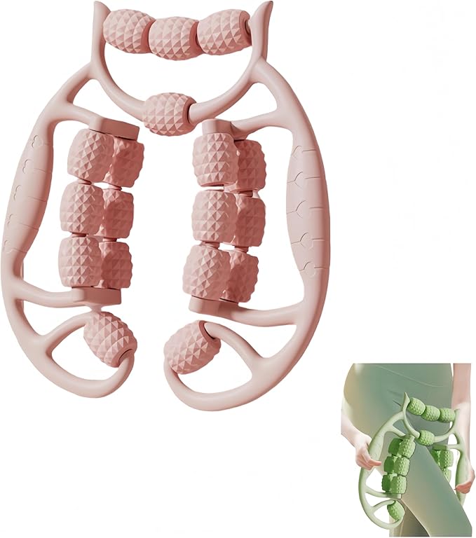 Deep Tissue Massage Roller for Legs Leg Massager Roller Thigh Massager PP 18-Wheel 9.45x10.24x4.33in Pink/Green for Home Fitness Muscle Recovery Men Women (18Wheels,Pink)