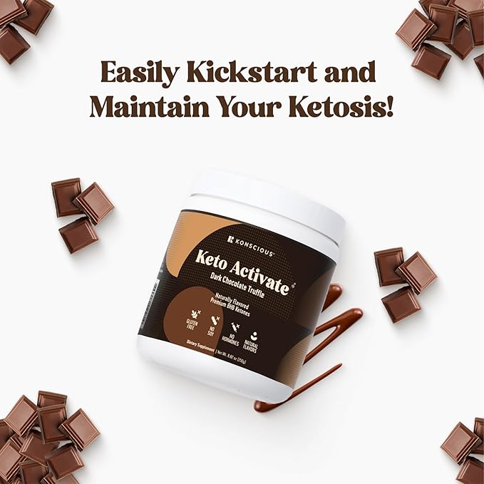 Dark Chocolate Truffle Exogenous Ketones Drink 2 Pack: Pure Keto Shake Powder with Chocolate Ketones | Jumpstart Ketosis & Boost Energy with Natural Ketones Supplements by Konscious Keto