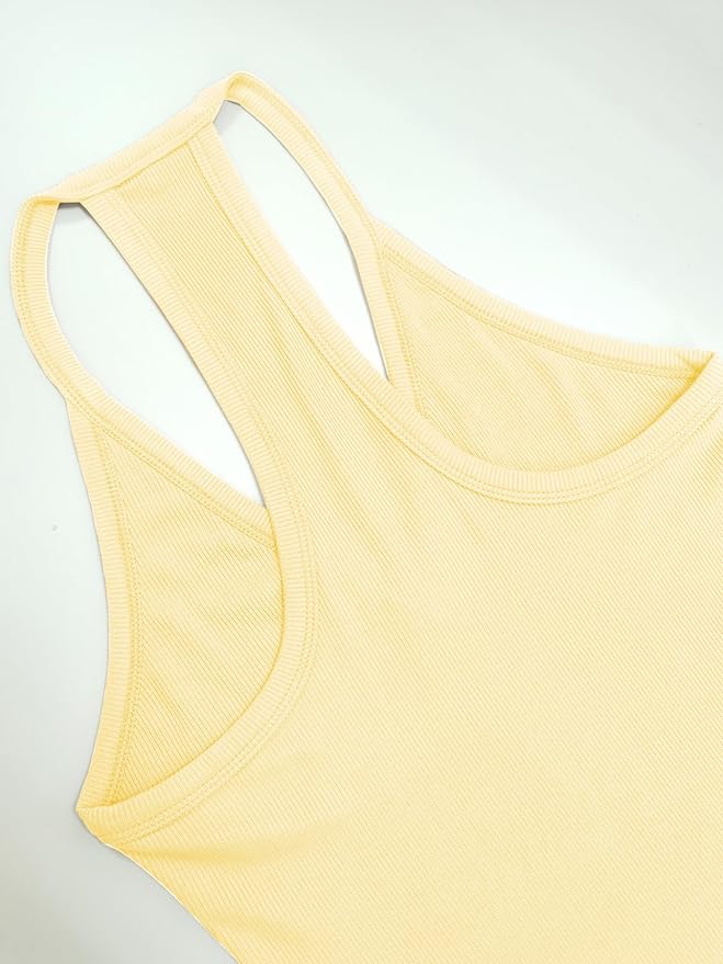 iGENJUN Workout Tops for Women Racerback Basic Tank Summer 2025 Camisole V Neck Slim Fit Ribbed Sleeveless