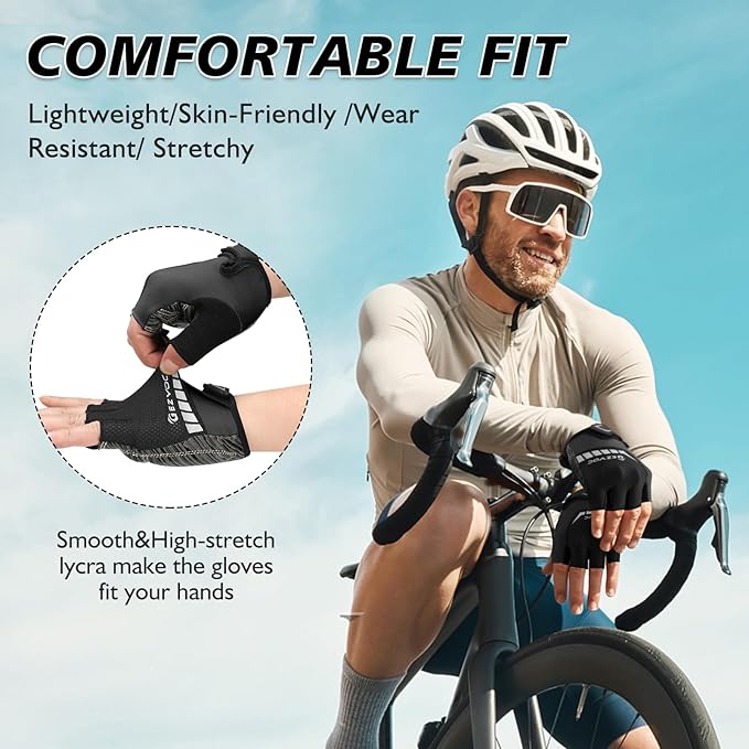 Cycling Gloves with Shock-Absorbing Pad, Extra Grip, Flexible Fit, Light Weight, Breathable for Men and Women Mountain Biking