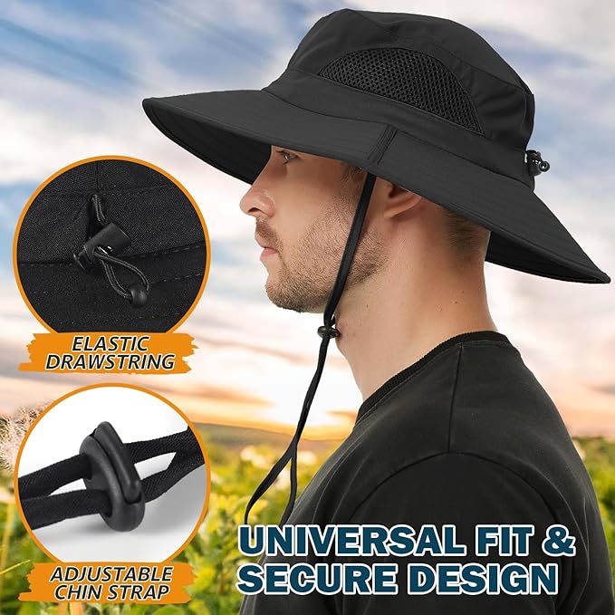 EINSKEY Wide Brim Sun Hat, UPF 50+ UV Protection Waterproof Packable Bucket Hat for Men & Women, Fishing Hiking Beach Garden