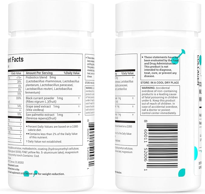 Collagen Peptides for Women, Beauty Vitamin & Mineral Supplement,Contains Vitamin D3, Probiotics for Women & Collagen Peptides,Vitamin B Complex,Vitamin E 60 Tablets