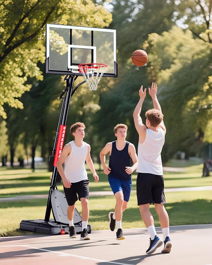 Basketball Hoop Outdoor 10 FT Height Adjustable, Portable Basketball Goals Systems with 45" Backboard for Youth Adults Kids - Backyard, Driveway, Indoor Play