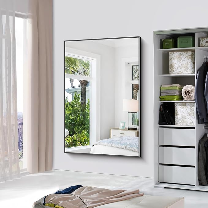 Bathroom Mirror,60x40 inch Bathroom Mirrors for Over Sink,Large Wall Mirror for Bathroom Wall Mounted Rectangle Mirrors,Black Vanity Mirror for Living Room,Bedroom Entryway,Horizontal/Vertical