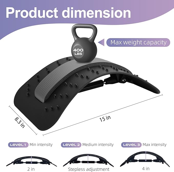 Back Stretcher for Lower Back Pain Relief，Adjustable, Portable, Durable-Unique Labor Day & Back to School Gifts,Sports Fitness Relaxations Gift，Home Office Travel Essentials.