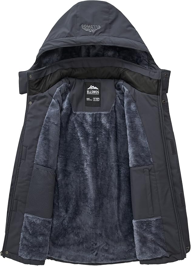 ELLSWOS Men's Waterproof Ski Jacket Winter Snow Coat Warm Hooded Raincoat Windproof Windbreakers