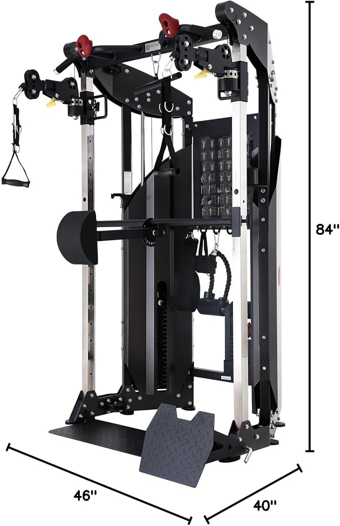 Altas Strength 3075 Cable Machine Home Gym with 1000 lbs Weight Capacity, 2000 lbs Cables, Strength Training Equipment Includes Accessories Light Commercial Fitness Versatile Workouts Easy Assembly