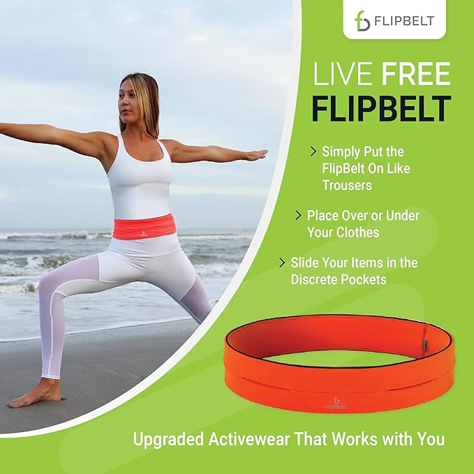 FlipBelt Classic Running Belt, Running Fanny Pack for Women and Men, USA Company