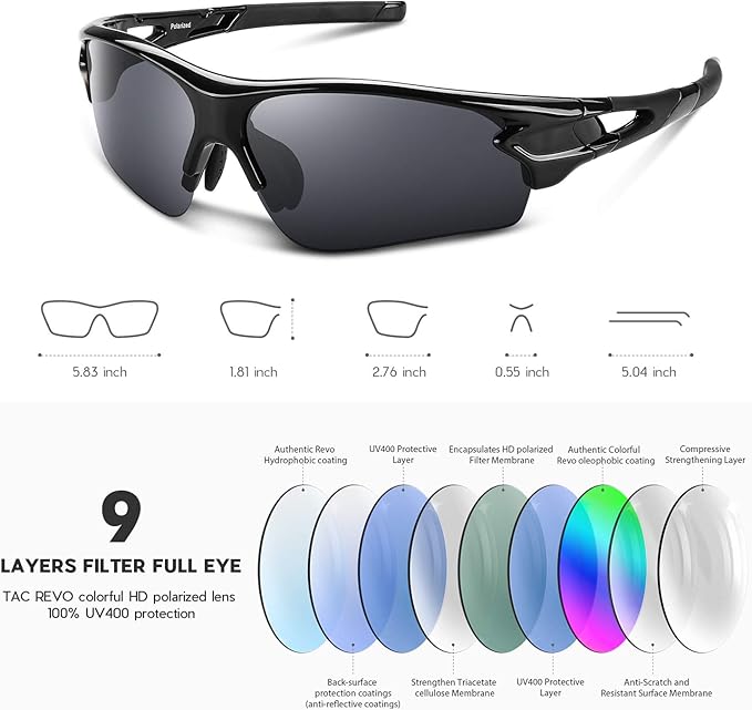 BEACOOL Polarized Sports Sunglasses for Men Women Youth Baseball Fishing Cycling Running Golf Motorcycle Tac Glasses UV400