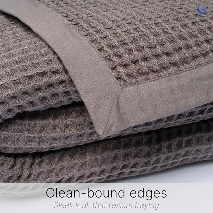 GOTS Certified Organic Cotton Waffle Weave Blanket, King Bed Blanket,108"X90" Cozy Throw Blanket for Couch, Modern Home Decor, Throw Blankets,Waffle Blanket, Soft Bed Blankets -Charcoal Grey