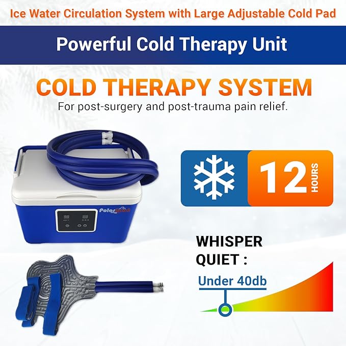 Cold Therapy Machine by Polar Sport - Ice Water Circulation System with Large Adjustable Cold Pad for Pain in The Knee, Shoulder, Ankle, Neck and Recovery After Surgery with Pump (Large)