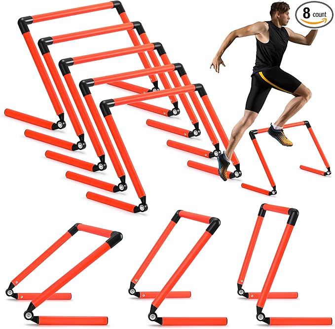 8 Pcs Adjustable Speed Training Hurdles 6" 9" 12" Speed Agility Hurdle Jumping Training Fitness Equipment Plyometric for Athletes Soccer Basketball Track Field