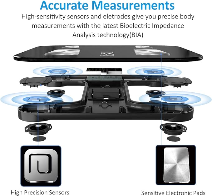 FITINDEX Scale with BMI, Body Fat, Muscle Mass, Smart Scale for Body Weight, Bluetooth, Digital, Sync with App, User Health Equipment