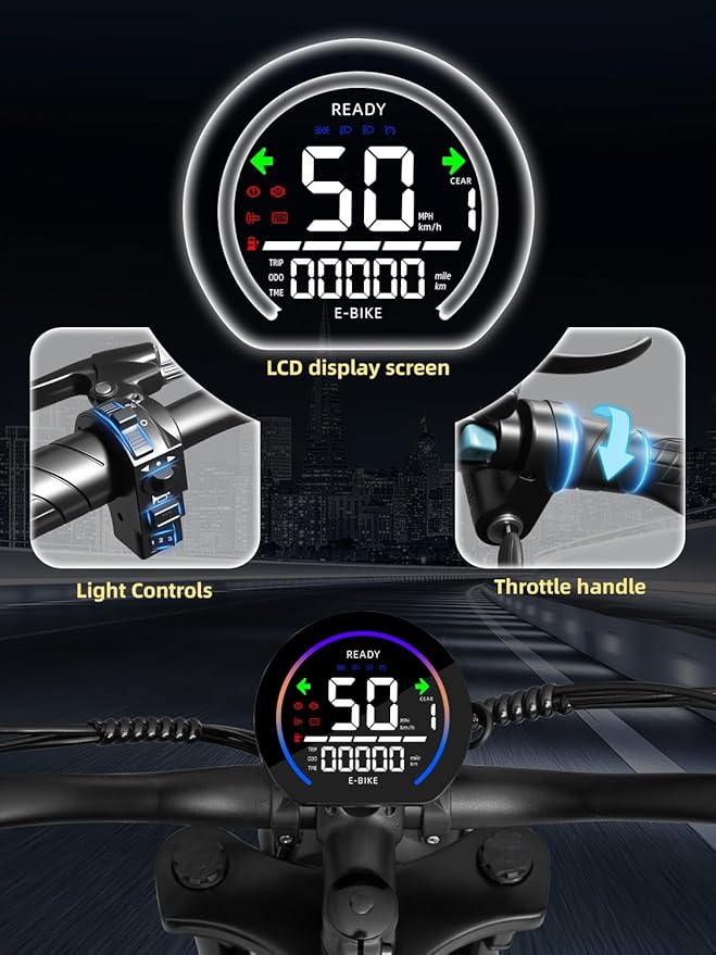 Electric Bike for Adults,1500w Peak Motor Ebike,Max 93Miles 30MPH.48V20AH/35AH/60AH Battery,20" Electric Commuter Bikewith 7-Speed and FrontSuspension,Adults Electric Bike for Mountains, Snow, Sand