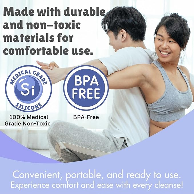 Happy Bum Bag Enema Kit | 6.5ft Silicone Hose, 2L Non-Toxic Silicone Enema Bag with 3 Replacement Tips | Reusable Coffee Enema Kit Suitable for Water & Coffee Enemas for Colon Cleanse for Women & Men