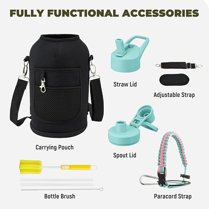 COKTIK 84oz Water Bottle with Straw - Triple Insulated Flask, 48hr Cold Retention Large Water Bottle, Leakproof Water Jug for Gym, Hiking, Camping, Outdoor Sports(Bubble Gum)