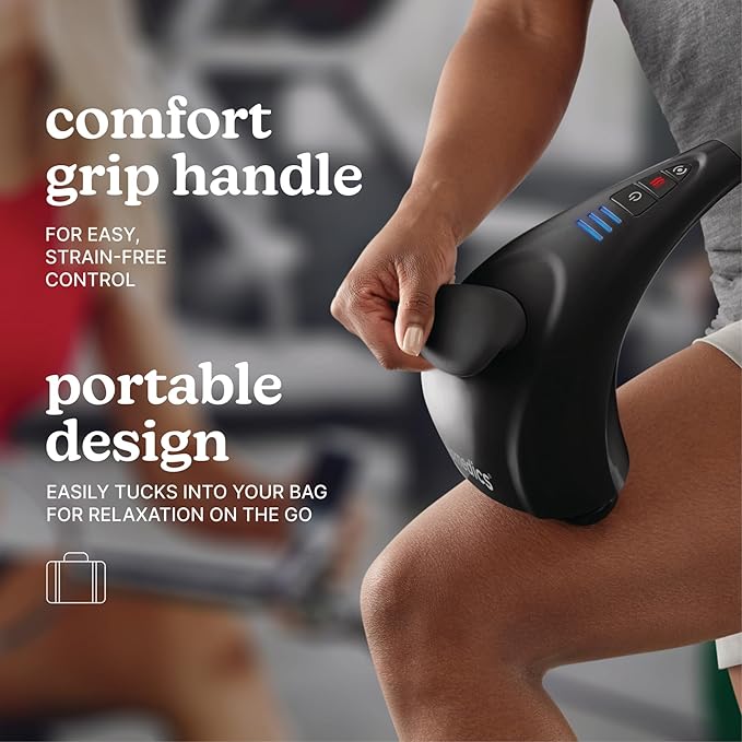 Homedics Handheld Back Massager, Dual Heated Nodes, Neck, and Body Percussion Massager with Interchangeable Nodes to Release Back, Neck, Shoulder Leg and Foot Tension