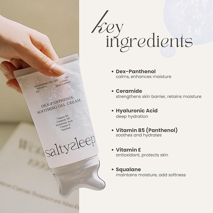 Cream w. Guasha - Dex-Panthenol Soothing Gel Cream, 3.38fl/3.38oz Hydrating Face Moisturizer, Korean Skincare for All Skin Types