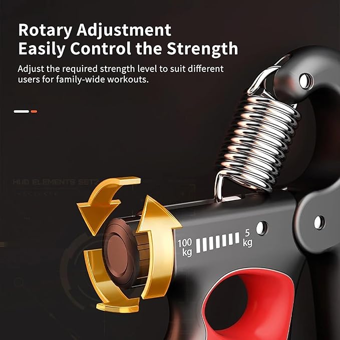 Grip Strength Trainer, Hand Grip Strengthener with Adjustable Resistance 11-220Lbs(5-100KG), Automatic Counter, Ergonomic Design, Forearm Strengthener for Musicians Athletes and Injury Recovery