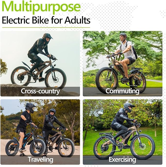 aostirmotor 1500W Electric Bike for Adults,Max Speed 31MPH Electric Mountain Bike,48V15Ah Removable Battery,26" Fat tire Electric Bicycles,with Dual Shock Absorber,Shimano 7 Speed
