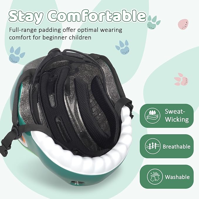 Dinosaur Bike Helmet for 1-3-5-8 Toddler Baby Kids, Lightweight Bicycle Helmet for Cycling Skateboard Roller Skate & Multi-Sports,2 Sizes for Boys and Girls