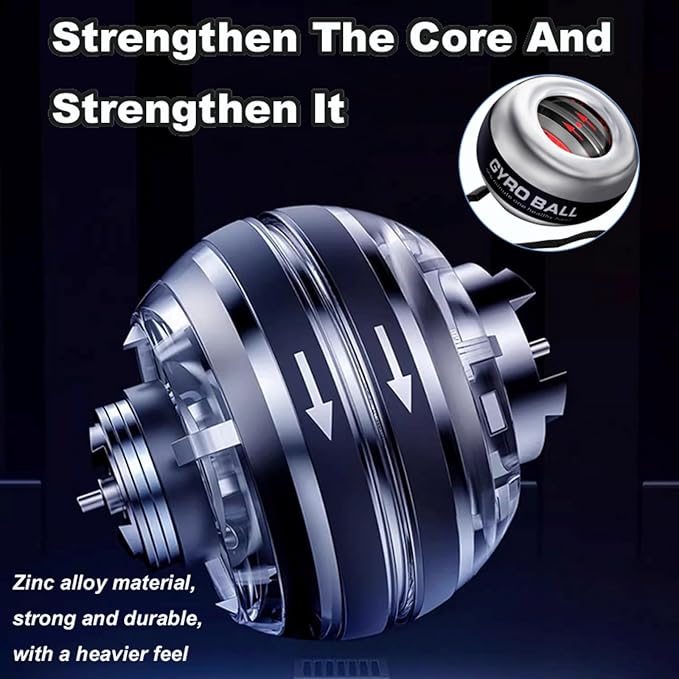 Auto-Start Power Gyro Ball, Wrist Trainer with Led Light, Strengthener and Forearm Gyro Ball Wrist Exerciser for Strengthen Arms,Fingers