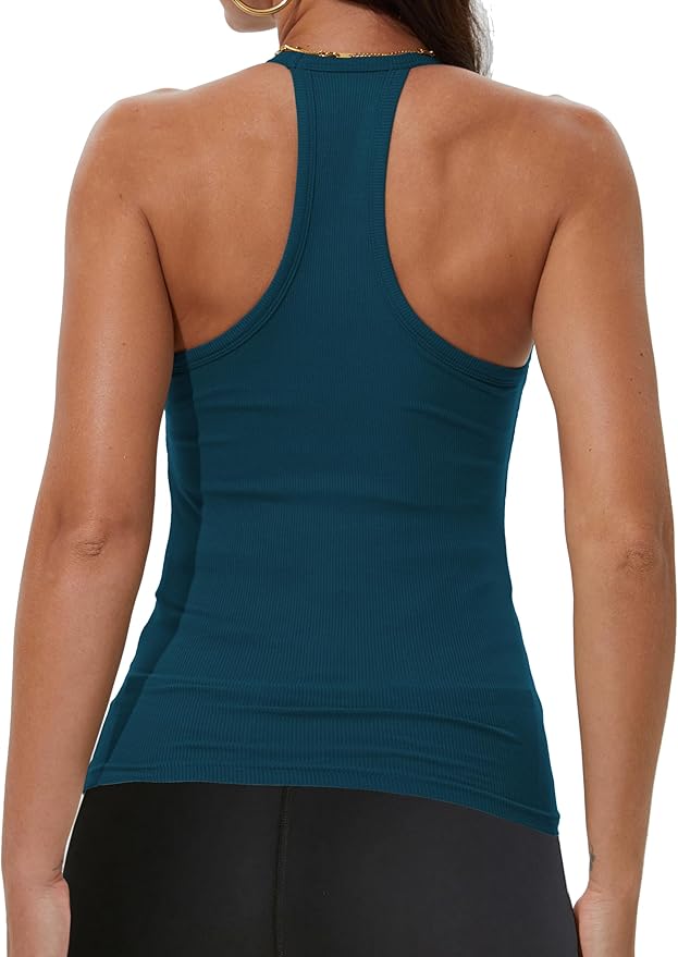 iGENJUN Workout Tops for Women Racerback Basic Tank Summer 2025 Camisole V Neck Slim Fit Ribbed Sleeveless