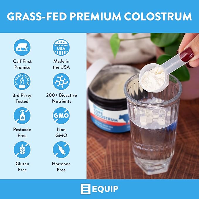 Equip Foods Core Bovine Colostrum Powder - 3,000mg Grass Fed Colostrum Supplement - Gut Health, Immunity, Recovery Lactoferrin Supplements - Keto Friendly Bovine Colostrum, 30 Servings, Watermelon