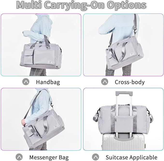 FIORETTO Women's Gym Duffle Bag with Shoes Compartment, 37L Capacity, Ideal for Travel, Gym, Sports, Duffel, Weekender