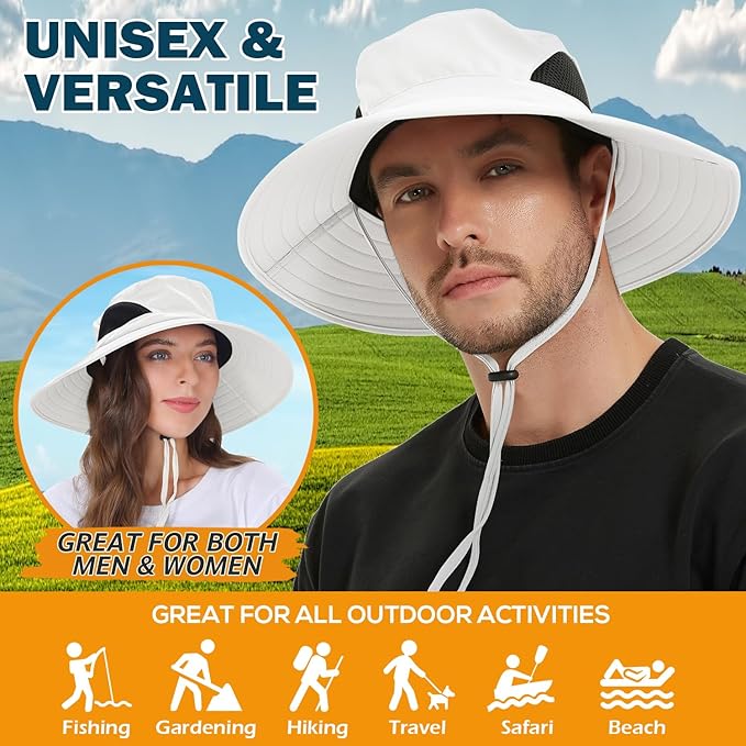 EINSKEY Wide Brim Sun Hat, UPF 50+ UV Protection Waterproof Packable Bucket Hat for Men & Women, Fishing Hiking Beach Garden