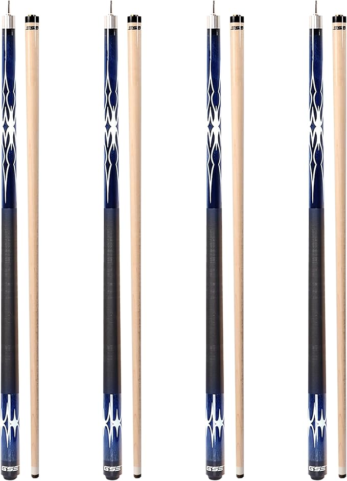 GSE Games & Sports Expert 58" 2-Piece Canadian Maple Hardwood Billiard Pool Cue Sticks for Men/Women, House or Commercial/Bar Use (Several Colors, Weight 18oz, 19oz, 20oz, 21oz Available)