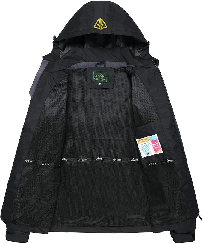 GIISAM Mens Windproof Jacket Waterproof Lightweight Mountain Sport Jacket for Men Hooded Windbreaker Raincoat
