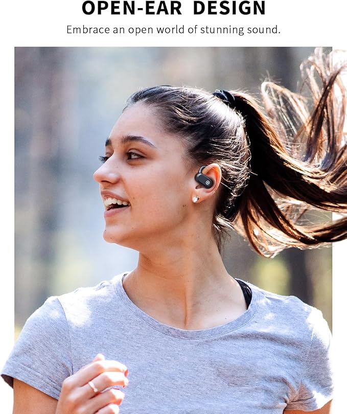CXK Open Ear Headphones, Bluetooth 5.4 True Wireless Earbuds Bone Conduction Headphones with 60Hrs Stereo Sound, 0.27oz Lightweight Design Open Earbuds with Mic, IPX6 Waterproof Fit Running, Black