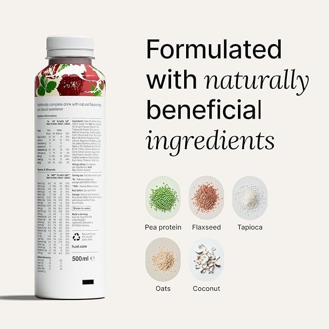 Huel Ready-to-Drink | Strawberry Shortcake Meal Replacement Drink | High Protein Drink | Nutritionally Complete, Low Sugar, High Fiber, Plant Based, Vegan, Healthy | 22g Protein Per Bottle, 16.9 Fl Oz (12 Pack)