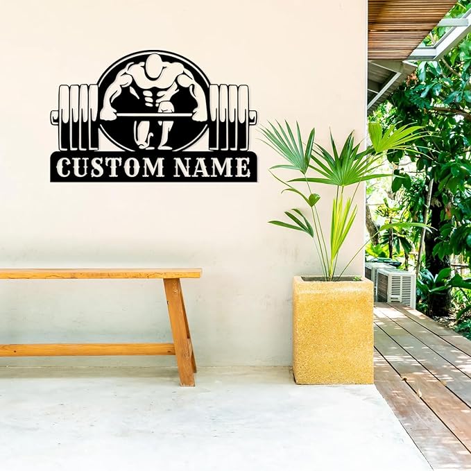 Customized Metal Gym Name Sign, Personalized Sports Room Wall Art,Metal Gym Sign,Unique Fitness Wall Sign, Gym Lovers Unique Gift, Gym Wall Art,Training Center Sign (Style-14)