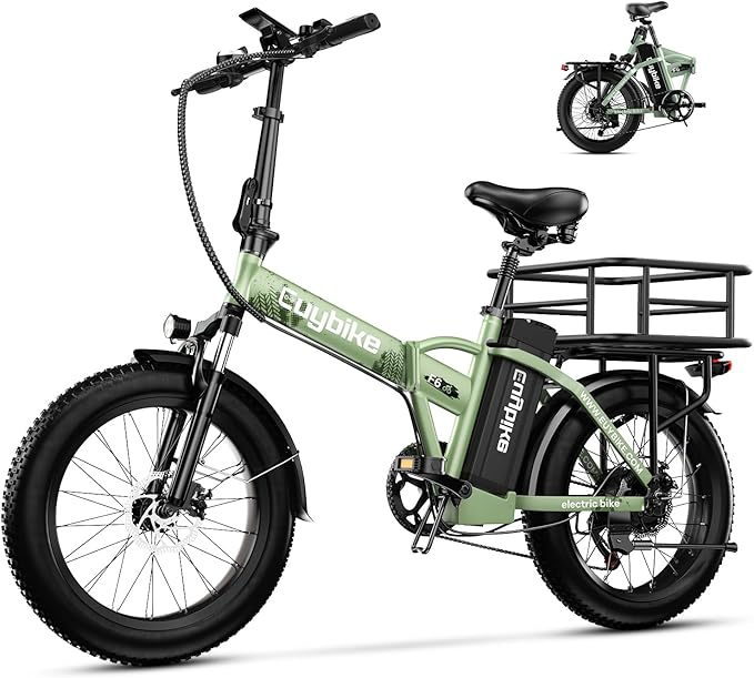 Foldable Electric Bike for Adults, 30+MPH, 48V 20Ah Removable Lithium Battery up to 80Miles, 20" Fat Tire 1000W Peak Motor Dirt Ebike Adult Electric Bicycle for Commute Beach Mountain E Bike