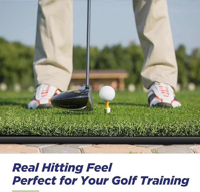 Golfguru Golf Mat, 5x4ft/5x5ft Dense Elite Golf Hitting Mats Practice with 10 Balls, 9 Tees, Heavy Duty Artificial Hitting Training Matt for Backyard Driving Chipping Indoor Outdoor Simulators