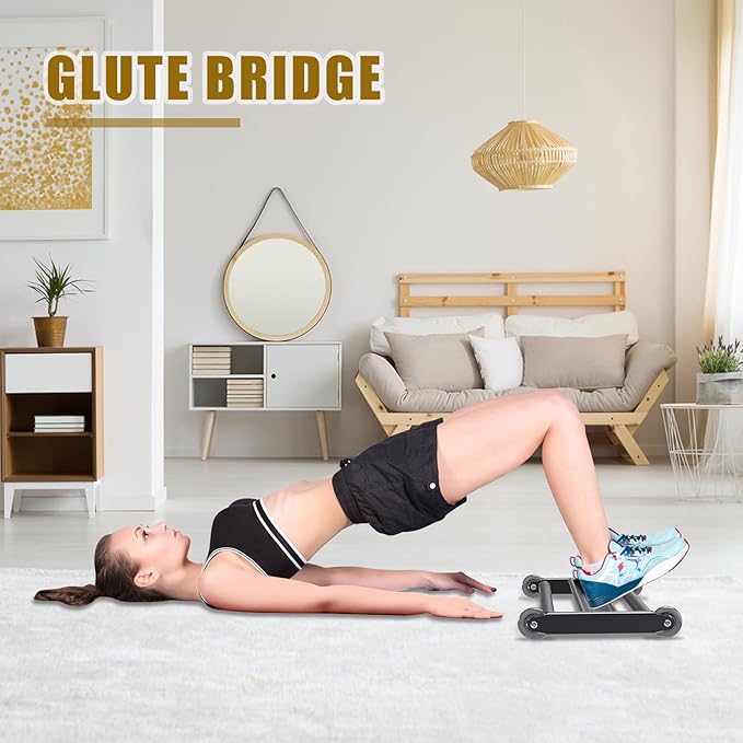 Glute Ham Glider, Multi-Functional Hamstring Roller with Smooth Wheels, V-Bar for Hamstring Curls, Ab Glider Workout & Core Strength Training