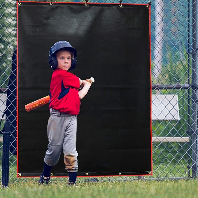 Baseball Batting Cage Backstop with Strike Zone Target - Heavy Duty 4x6/6x8FT PVC Backstop Net for Pitching Practice Backyard Training