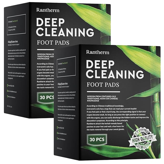 Foot Patches Pads for Deep Cleansing: Feet Patches Bamboo Wood Vinegar Ginger Foot Pads for Promoting Sleeping 30 Packs - 2 Boxes