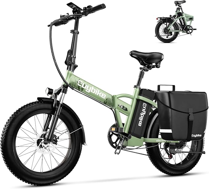 Foldable Electric Bike for Adults, 30+MPH, 48V 20Ah Removable Lithium Battery up to 80Miles, 20" Fat Tire 1000W Peak Motor Dirt Ebike Adult Electric Bicycle for Commute Beach Mountain E Bike