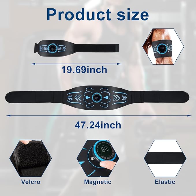 Electronic Muscle Stimulator - Fitness Training Equipment for Men & Women, 8 Modes Electronic Abdominal Stimulator for Full Body Workout, Fitness Equipment for Strength Training, Toning, Recovery