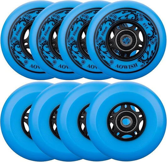 8-Pack Inline Skate Replacement Wheels 85A Outdoor Asphalt Formula Roller Blades Wheels Indoor Roller Blades Wheels with Bearings ABEC-9 & Floating Spacers