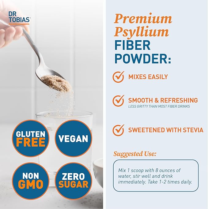 Dr. Tobias Colon Everyday Health - Gut Health for Women & Men - Psyllium Fiber Powder Drink with 4g Psyllium Husk Powder per Serving, Vegan, Gluten Free, Non-GMO, Fruit Punch, 60 Servings