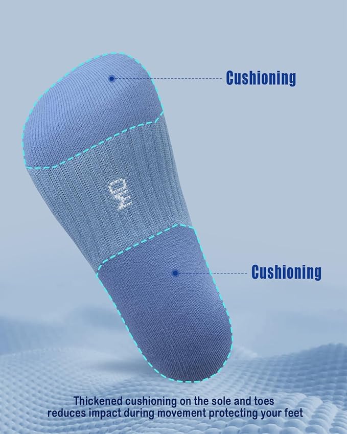 Athletic Socks Moisture Wicking Crew Socks for Men 3 Pairs Running Sport Cushioned Polyester Mid Calf Socks