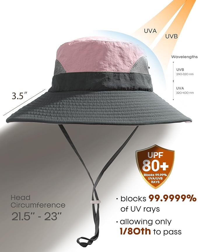 FURTALK Womens Sun Hat with Ponytail Hole Beach Hiking Summer Wide Brim UPF 80+ Outdoor Protection Foldable Bucket Hat