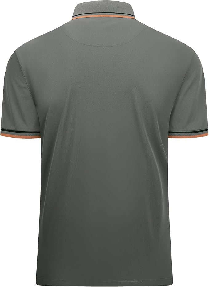 Esabel.C Jacquard Golf Shirts for Men Moisture Wicking Short Sleeve Performance Dry Fit Active Mens Polo Shirts